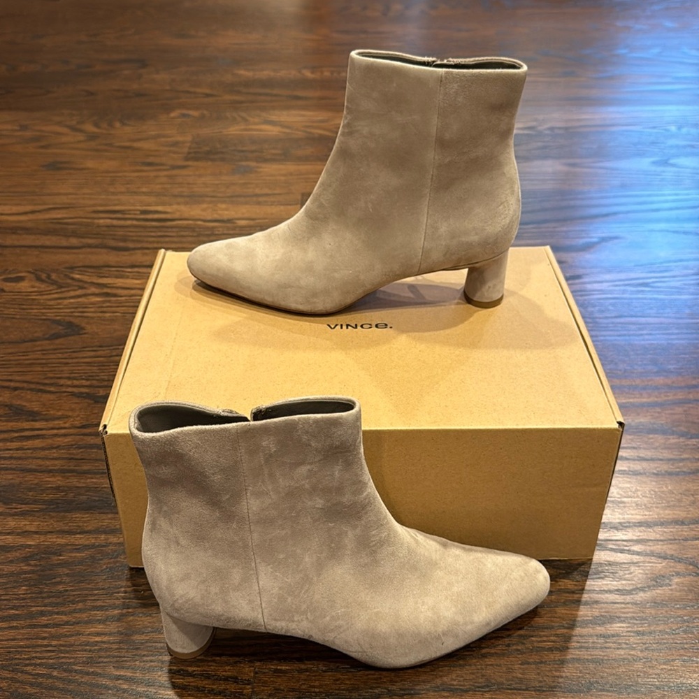 Vince Hilda Suede Booties Light Gray